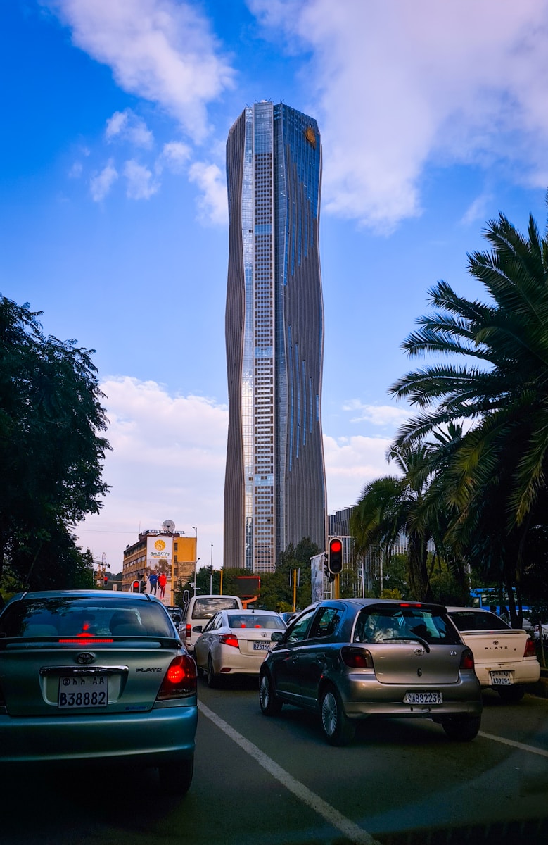 a tall building in a city